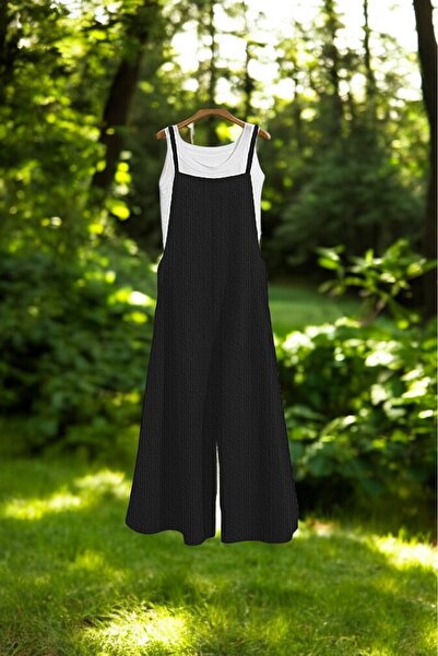 Barbora Bol Kesim Yazlık Askılı Keten Tulum