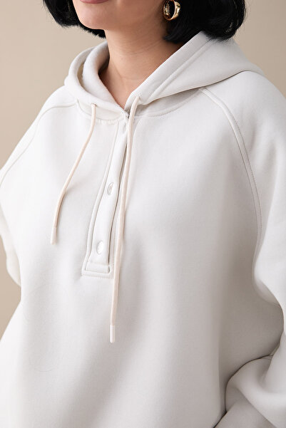 InStyle Κρεμαστό κολάρο με κουκούλα Κρεμ Σουέτ