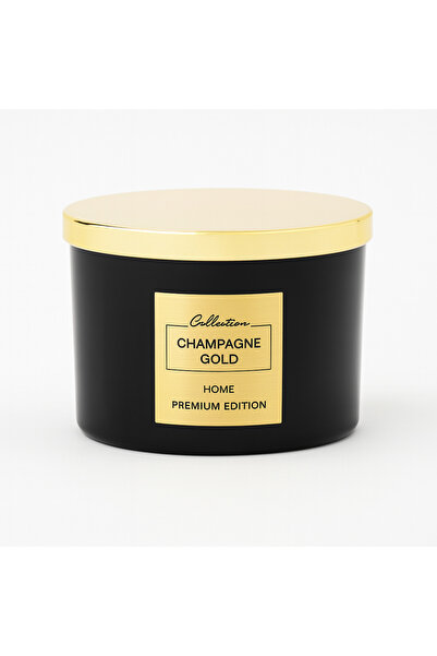 COLLECTİON Premium scented candle "Champagne Gold" – 440 g, burning time 35 h, black glass jar