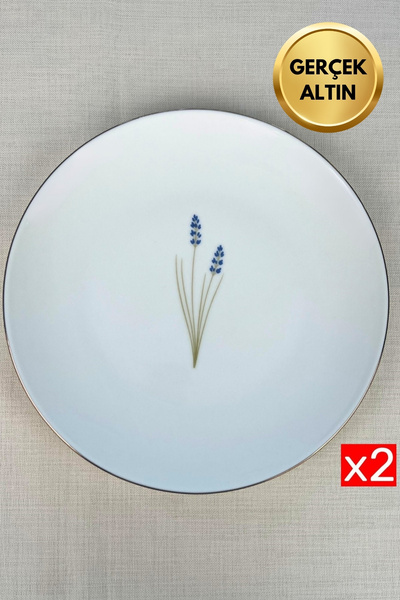 tabakevi Tabak Evi Porselen Natura Lavanta Altın Yaldız Servis Tabağı 24,50cm...