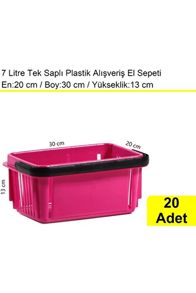 Genel Markalar Plastik Kozmetik Alışveriş El Sepeti 7 Litre Fuşya 20'li Koli