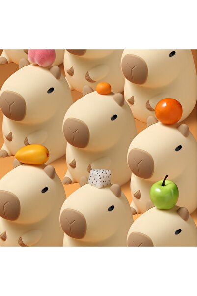 Livava Silikon Çiçekli Capybara Dokunmatik Gece Lambası, 15x10