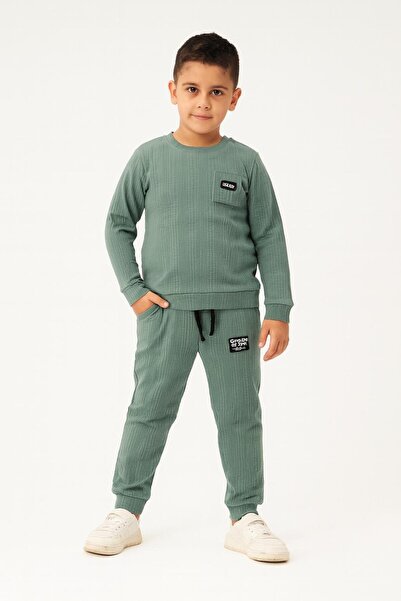 NEWKİDS Szezonális, ráncolt anyagú fiú tréningruha szett zsebekkel