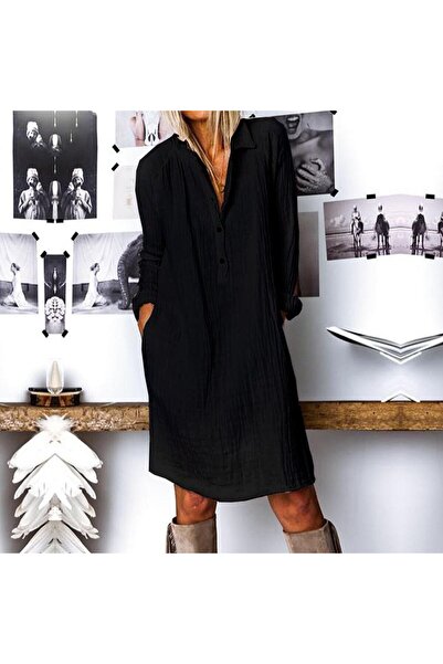 Toridas Günlük Rahat Baharlık Salaş Gömlek Yaka Elbise