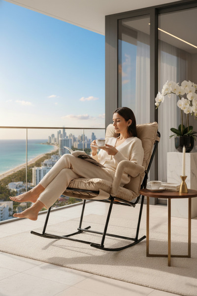 Berta Concept SALLANIR SANDALYE BEBEK EMZİRME KOLTUĞU SALLANAN SANDALYE KETEN KREM