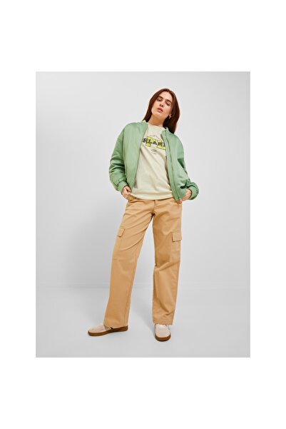 Jack & Jones Γυναικείο μπλουζάκι από 100% βαμβάκι με στάμπα μπεζ με λαιμόκοψη 12243543