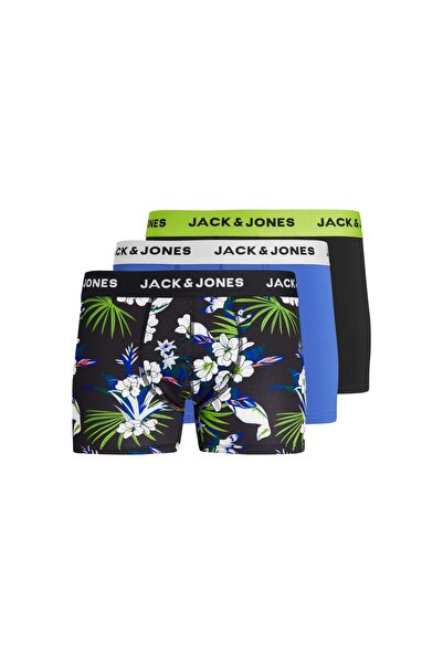 Jack & Jones Jack&Jones Erkek Boxer 3'lü Set - Minimalist Tropikal Desenli Rahat Boxer Şort