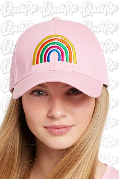 QUATEX Καπέλο με κέντημα Rainbow – Ροζ 100% βαμβακερό μοντέλο Unisex Gabardine