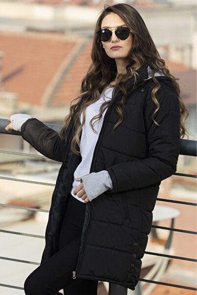 Barbora Kışlık Kapüşonlu Uzun Kadın Şişme Mont