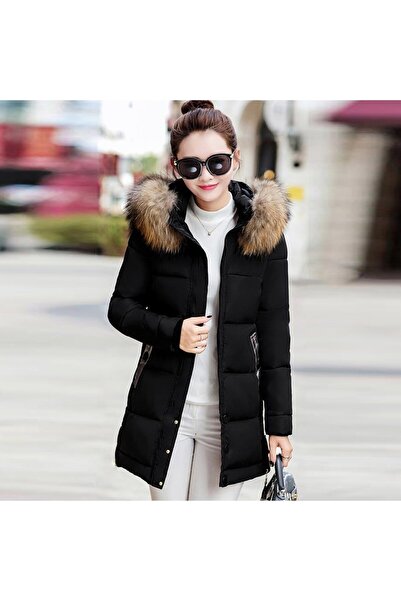 1tarz Kışlık Kürk Yaka Şişme Kadın Mont