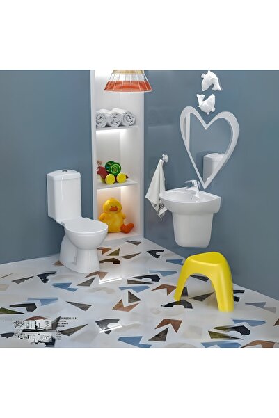 Turavit Çocuk Beyaz Kanallı Alttan Çıkışlı Klozet Takımı 1503, Yavaş Kapak