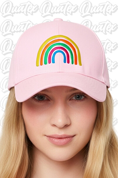 QUATEX Καπέλο με κέντημα Rainbow – Ροζ 100% βαμβακερό μοντέλο Unisex Gabardine