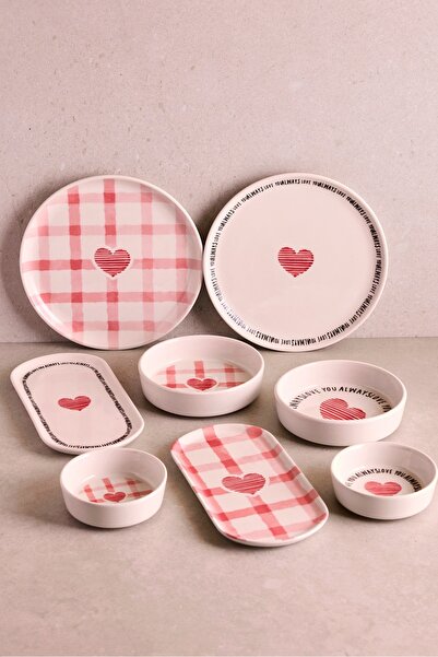 Perotti Hearts 14 Parça 6 Kişilik Kalpli Seramik Stackable Kahvaltı Seti Sunu...