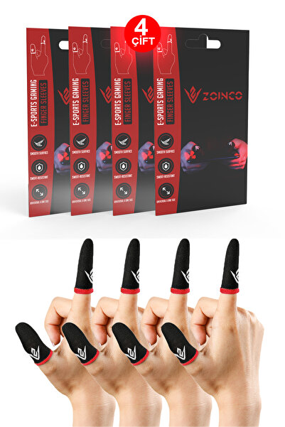 ZOİNCO E-spor Parmak Eldiveni - Ter Geçirmez Oyun Eldiveni (2 Çift - 4 Adet) Pubg/free Fire