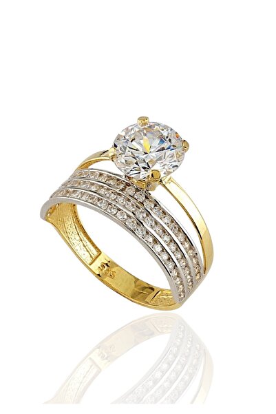 Güler Kuyumculuk Altın Alyanslı Tek Taş Yüzük