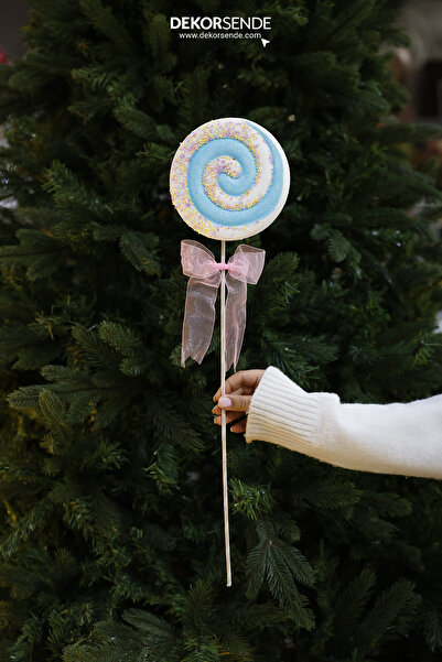 Dekorsende زينة عيد الميلاد على شكل مصاصة لامعة باللون الأخضر المائي 40 سم