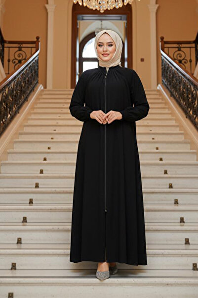 Neva Style Μαύρο Hijab Ferace με φερμουάρ 45293S