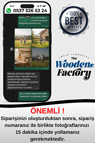 Wooden Factory Baskı Dahil Paspartu Temalı 20x20 Cm(Dış Ölçü) Fotoğraf Çerçeve Seti, Kişiye Özel Duvar Çerçeve Seti