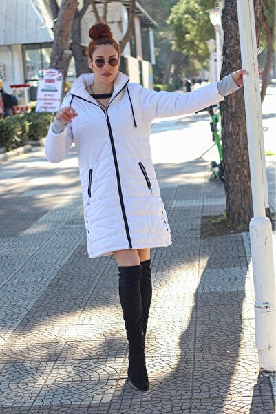 1tarz Toridas Winter Long Puffer Jacket with Hood - 805white2