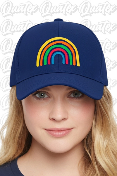 QUATEX Капелюх з вишивкою веселки – темно-синій, 100% бавовна, габардин, унісекс