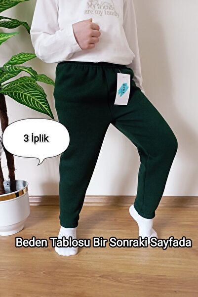 VİP BERA TEKSTİL Okul Ve Gündelik Çocuk Yeşil Kışlık 3 Iplik Içi Tüylü Paçası...