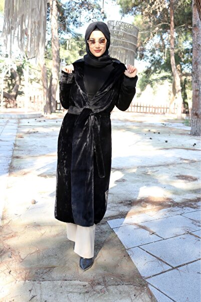 Toridas Kışlık Peluş Kürk Kadın Ceket Tam Tesettür Boy