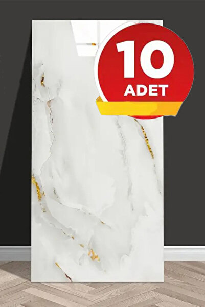 Bien Home 10 Adet, 30x60 Cm Beyaz Bej Gold Mermer Desenl Kendinden Yapışkanlı...