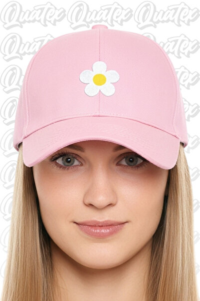 QUATEX Daisy Embroidered Hat – Pink 100% Cotton Gabardine Unisex Model
