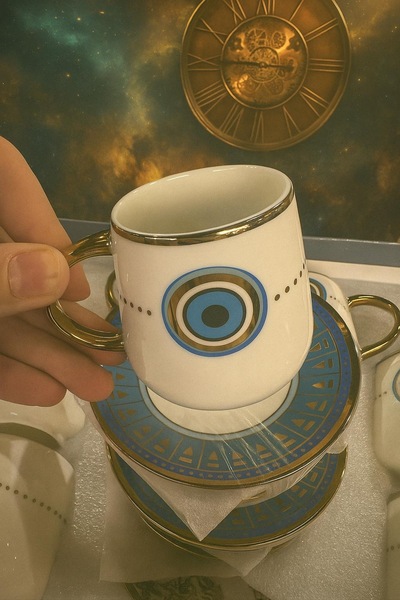 Tekbir Nazar Beaded Luxury Cup Set for 6 People