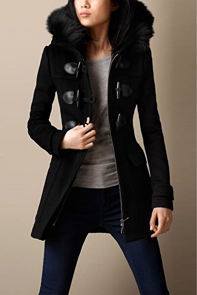Toridas Winter Sheepskin Stylish Button Detailed Women's Cashmere Coat