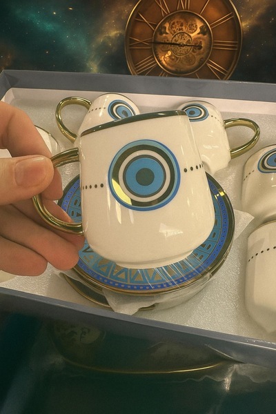 Tekbir Nazar Beaded Luxury Cup Set for 6 People