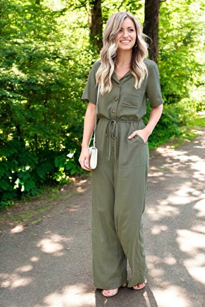 Toridas Yazlık Kısa Kollu Rahat Keten Tulum