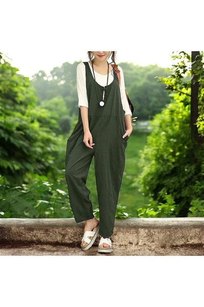 Toridas Yazlık Salopet Rahat Keten Tulum