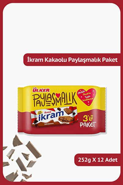Ülker İKRAM Kremalı Çikolatalı Bıskuvı - 3'lü Paket - 252 gram - 12 Adet