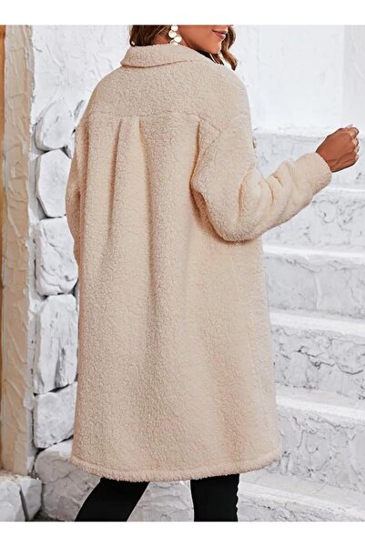 Toridas Plush Buttoned Jacket with Chest Pocket Detail