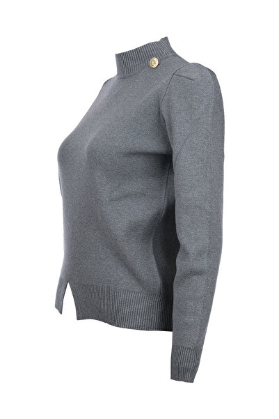 Genel Markalar Dik Yaka Düğme Detaylı Kazak