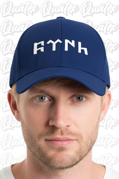 QUATEX Капелюх з вишивкою гоктюркською мовою – темно-синій, 100% бавовна, габардин, унісекс