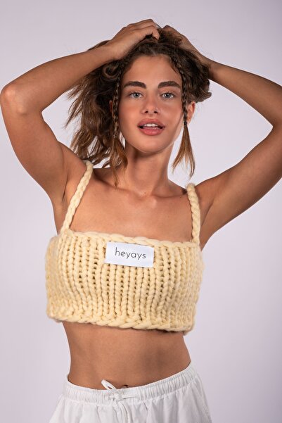 HEYAYS Petit El Örgüsü Triko Crop Top