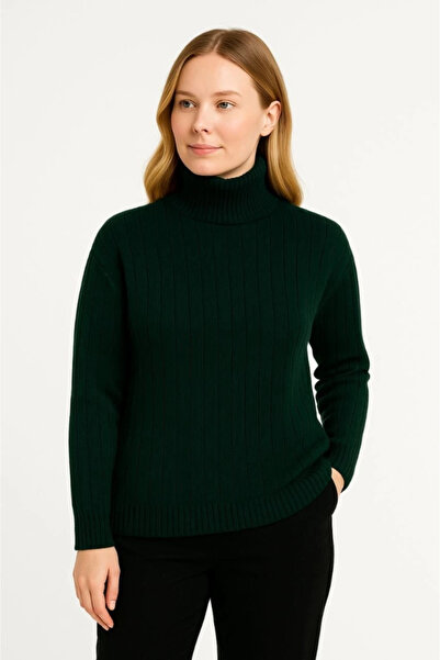 MODA Fisherman Collar Knitted Sweater Cotton Thick Corded Fabric Woven - Khaki