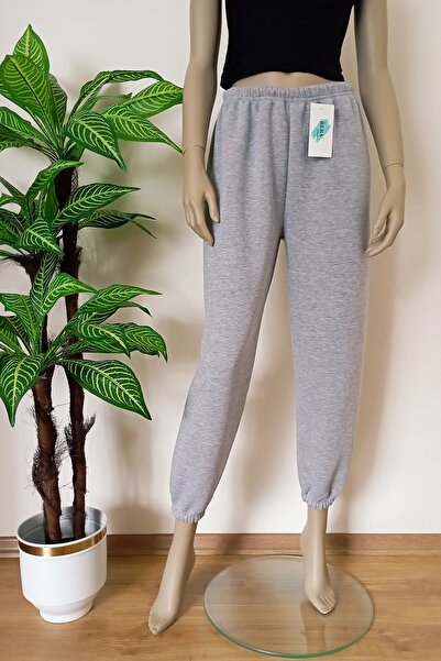 VİP BERA TEKSTİL Unisex Gri Kışlık 3 Iplik Içi Tüylü Paçası Lastikli Eşofman Altı