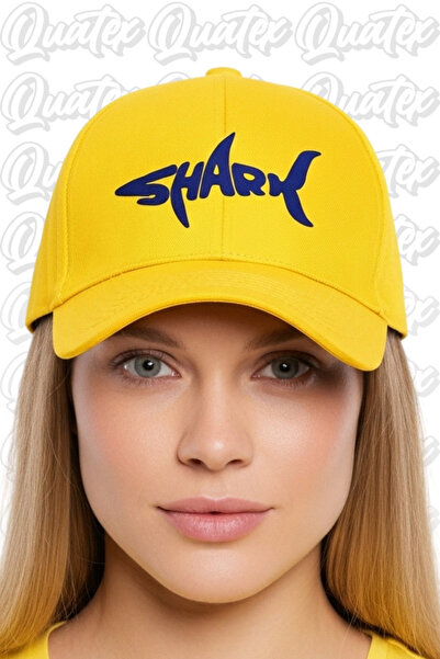 QUATEX Καπέλο με κέντημα Shark – Κίτρινο 100% βαμβακερό μοντέλο Unisex Gabardine