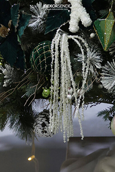 Dekorsende Χριστουγεννιάτικο Στολίδι Μίνι Πέρλα Κρεμαστό Φωτιστικό Λευκό 110 εκ.