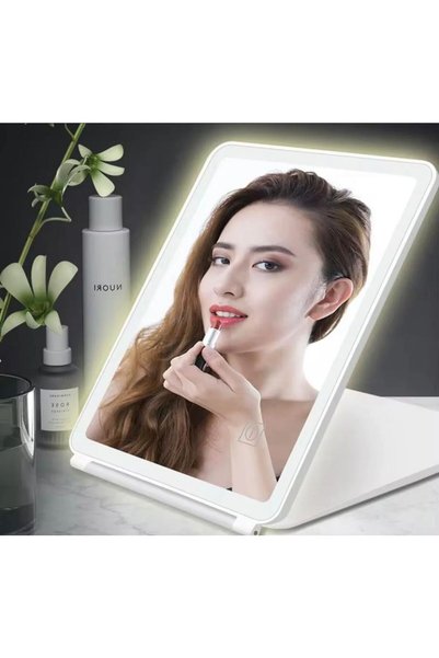 sonx Dokunmatik Led Işıklı Usbli Dikdörtgen katlanabilir Masa Üstü Ledli Makyaj  Aynası