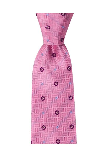 1001 Kravat Men's Gift Set with Pink Tie and Cufflinks with Handkerchief