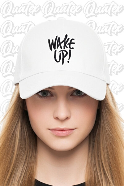 QUATEX Wake up Embroidered Hat – White 100% Cotton Gabardine Unisex Model