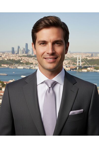 1001 Kravat Light Gray Colored 8 cm Wide Tie with Handkerchief