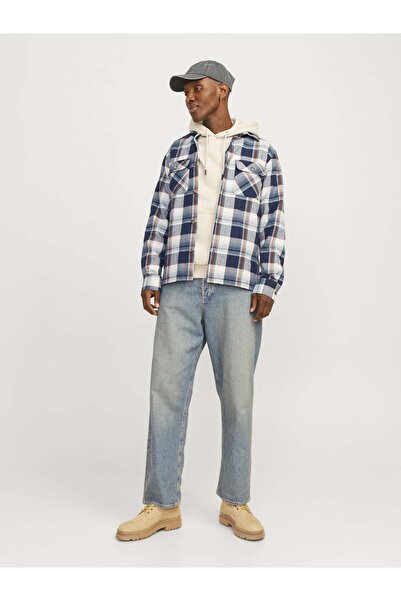 Jack & Jones Сlim Fit Синя чоловіча сорочка 12261170_JJDARREN FLANNEL OVERSHIRT