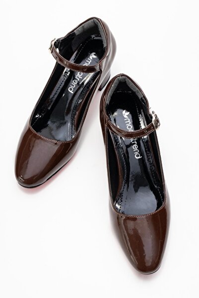 CCWAY AYAKKABI Women's Heeled Shoes Brown Patent Leather