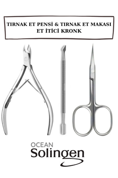 Güzellik Deposu Solingen Tırnak Et Pensi, Tırnak Et Makası, Et İtici Kronk Paslanmaz Çelik