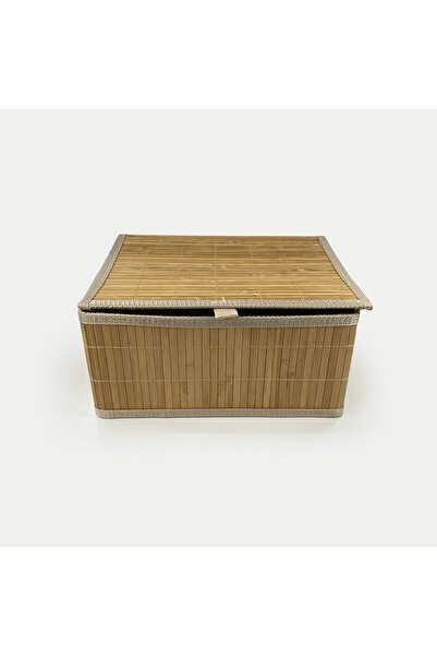 sever ithalat Minimalist Design - Natural Bamboo Square Storage Basket, Fashionable and Convenient with Braided Edges